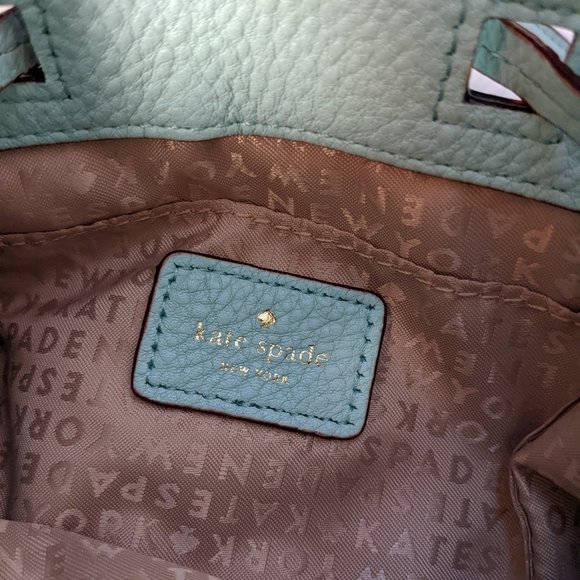 Kate Spade Tiny Cooper Light Blue Leather Crossbody Bucket Bag - Picture 6 of 12